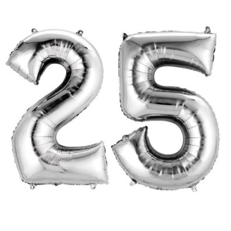 Folienballon Zahl "25" silber metallic