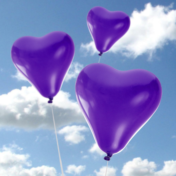 8 x Herzluftballons lila 30 cm