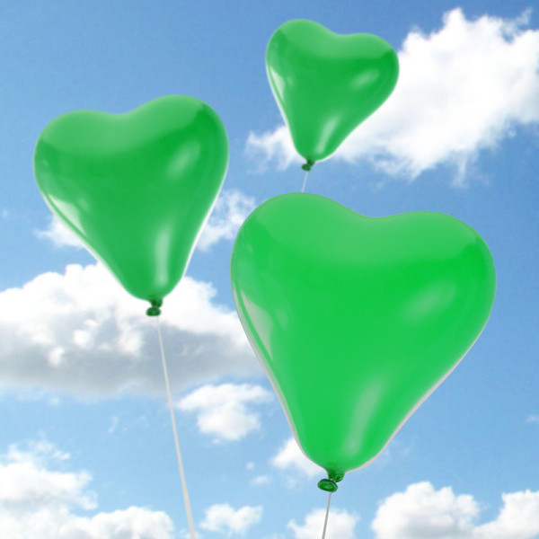 8 x Herzluftballons grün 30 cm