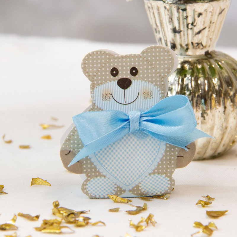 Gastgeschenk Babyparty kleiner Teddybär hellblau
