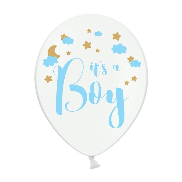 Its a Boy Luftballons Babyparty blau-gold 6 Stück