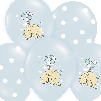 Luftballons Babyparty "Elefant" hellblau 6...