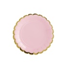 Pappteller rosa mit Goldrand 6 Stück
