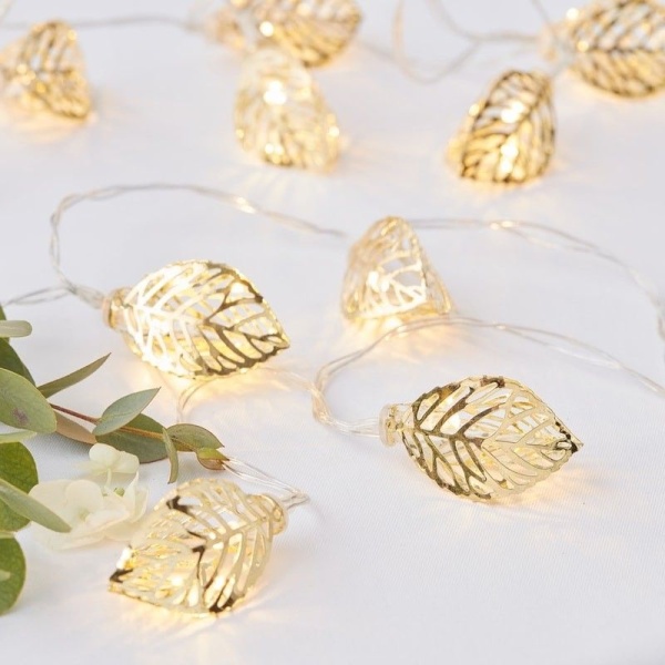 Lichterkette Goldene Blätter mit 10 LEDs