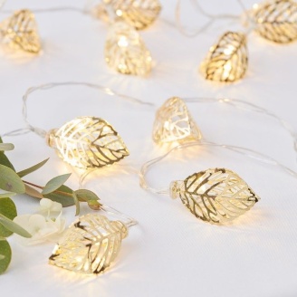 Lichterkette Goldene Blätter mit 10 LEDs