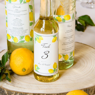 Tischnummern Aufkleber 12er Set "Lemon" personalisiert