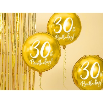Folienballon "30th Birthday" gold Ø 45 cm
