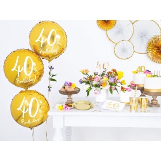 Folienballon 40th Birthday gold Ø 45 cm