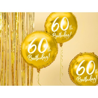Folienballon "60th Birthday" gold Ø 45 cm