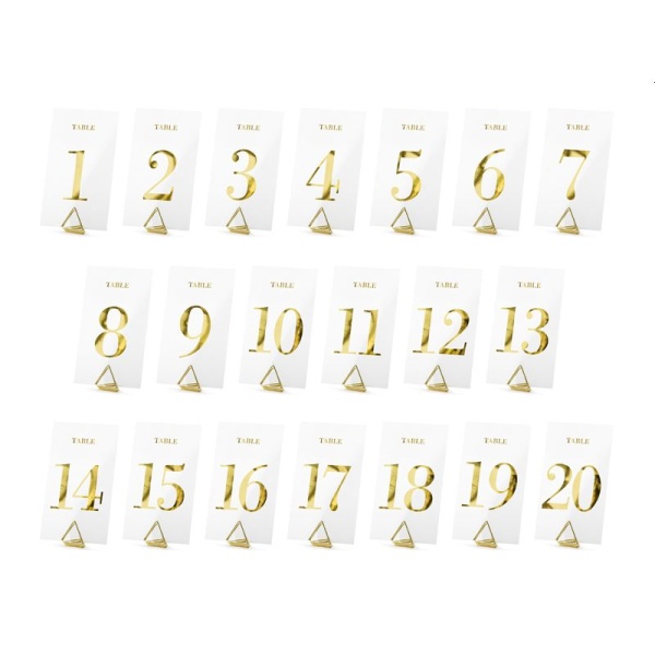 Tischnummern transparent-gold 1-20