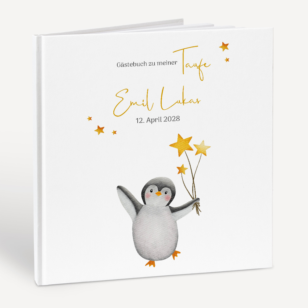 Gästebuch Taufe Fröhlicher Pinguin