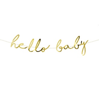 Babyparty Girlande "hello baby" gold