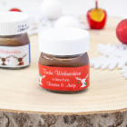 Gastgeschenk Mini Nutella Glas mit Aufkleber "Weihnachtselche" personalisiert rot