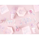 Servietten "Happy Birthday" rosa-silber 20 Stück
