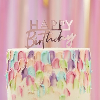 Cake Topper Acryl "Happy Birthday" roségold
