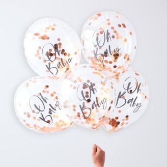 Konfetti Luftballons "Oh Baby" roségold...