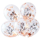 Konfetti Luftballons "Oh Baby" roségold 5 Stück