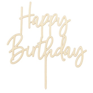 Cake Topper aus Holz "Happy Birthday"