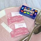 SMARTIES mini mit Banderole "Farbklecks" rosa personalisiert