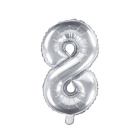 Folienballon "8" silber 35 cm