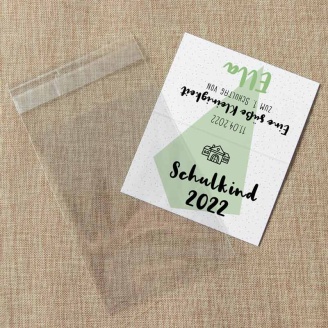 Gastgeschenk Einschulung Tüte transparent + Etikett Zuckertüte Modern