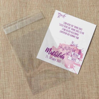 Gastgeschenk Taufe Mädchen Tüte transparent + Etikett Aquarell