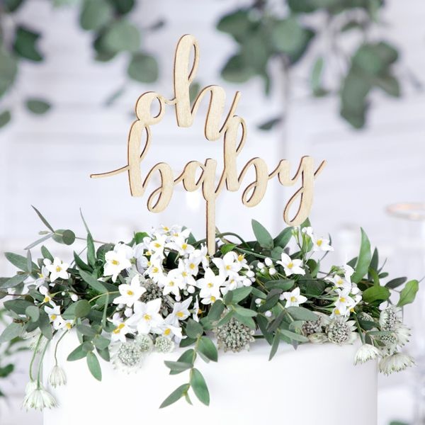 Cake Topper aus Holz Oh baby 