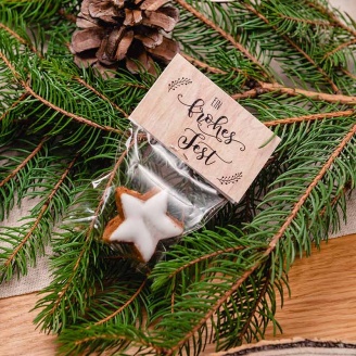 Geschenktütchen Weihnachten + Etikett Holz