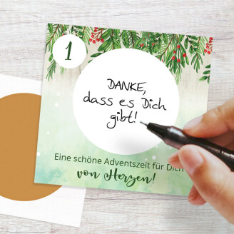 Rubbel Adventskalender Karten + Schnur Weihnachtsfreude