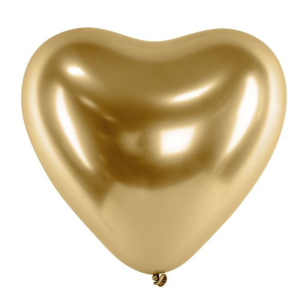 8 x Herzluftballons Metallic Glossy gold 30 cm