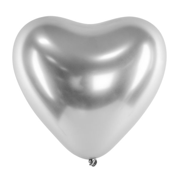 8 x Herzluftballons Metallic Glossy silber 30 cm