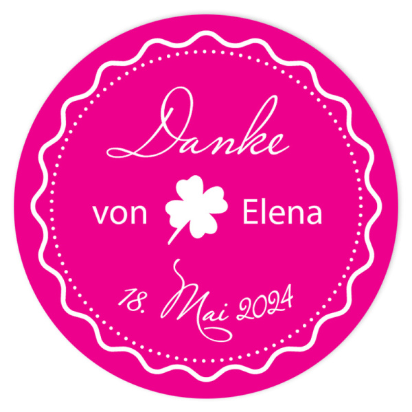 Aufkleber Geburtstag Danke pink 3 cm inkl. Personalisierung