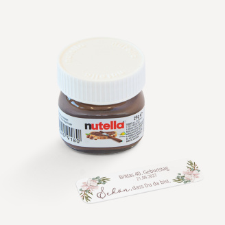 Gastgeschenk Mini Nutella Glas + Aufkleber Boho Pampas