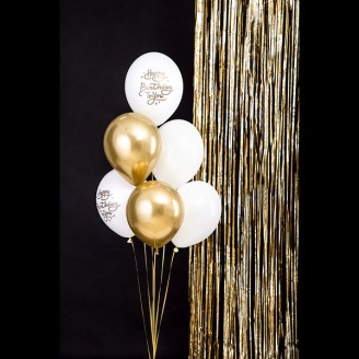 Luftballons Happy Birthday weiß-gold 10 Stück