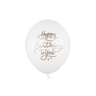 Luftballons Happy Birthday weiß-gold 10 Stück