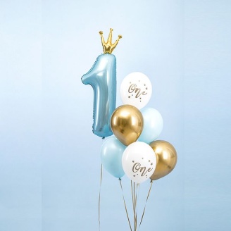 Luftballons "one" weiß-gold 10 Stück