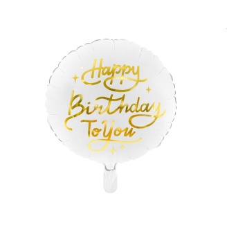 Folienballon Happy Birthday rund weiß-gold Ø...