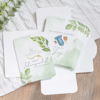 30 Meilensteinkarten Schwangerschaft grüne Blätter inkl. Verpackung
