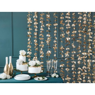 Vorhang Blumen gold 100 x 210 cm