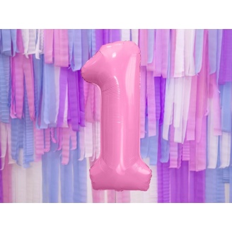 Folienballon Zahl "1" rosa 86 cm