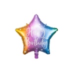Folienballon Stern "Happy Birthday" Regenbogenfarben 40 cm