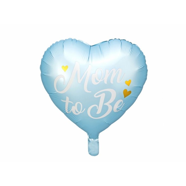 Folienballon Herz Mom to be hellblau 35cm