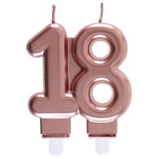 Zahlenkerze "18" roségold