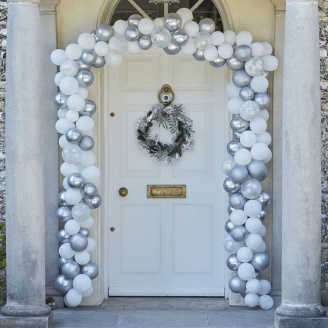 Ballongirlande Weihnachten silber-weiß Schneeflocken 240 tlg.