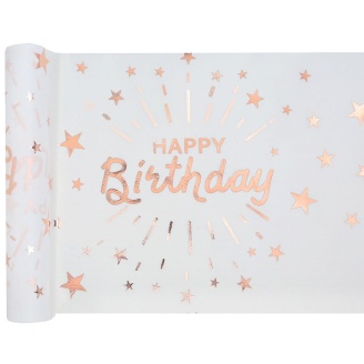Tischläufer "Happy Birthday" roségold 30 cm x 5 m