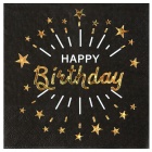 Servietten "Happy Birthday" Sterne schwarz-gold 10 Stück