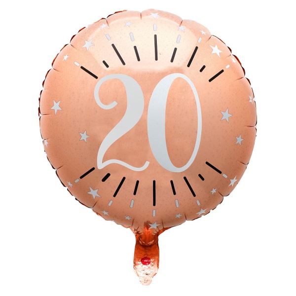 Folienballon 20. Geburtstag roségold Ø 45 cm