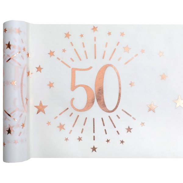 Tischläufer 50. Geburtstag roségold 30 cm x 5 m