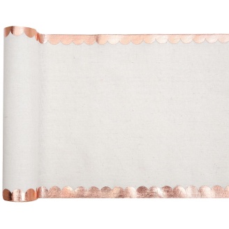 Tischläufer Baumwolle weiß roségold 28 cm x 3 m