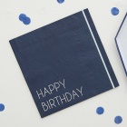 Servietten "Happy Birthday" dunkelblau 16 Stück